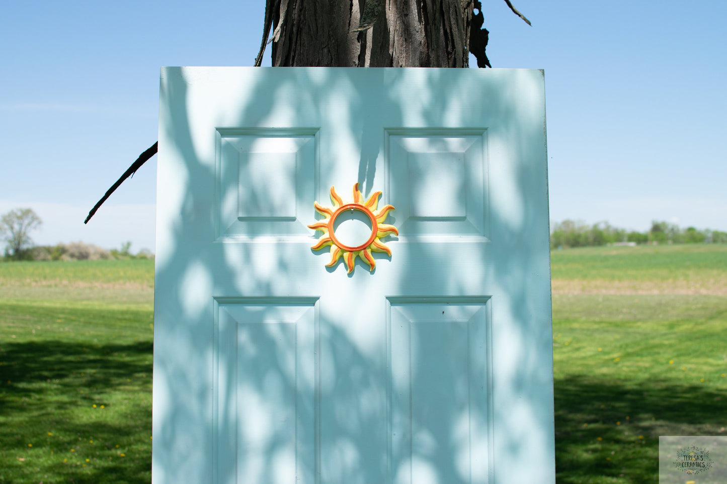 Sun Burst Door Hanger | Retro Ceramic Sun | Groovy Entryway Decor