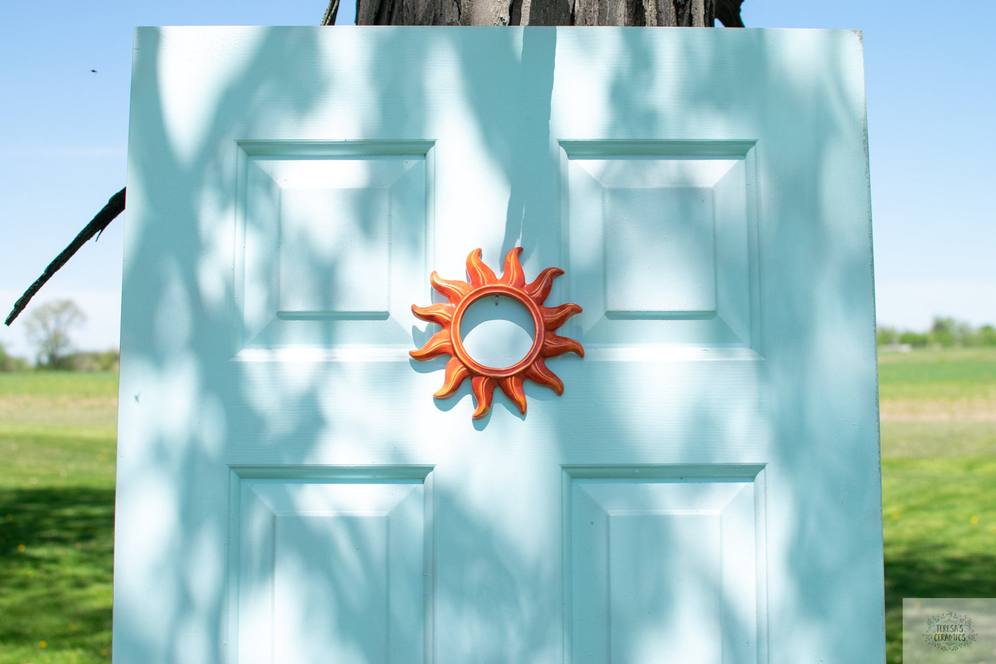 Sun Burst Door Hanger | Retro Ceramic Sun | Groovy Entryway Decor