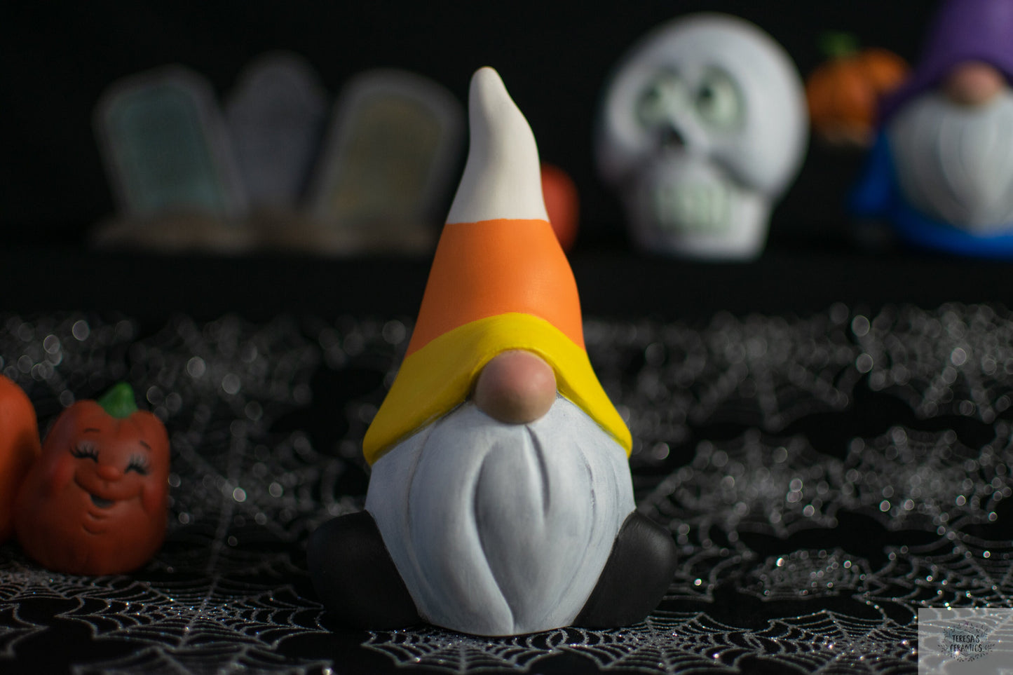 Candy Corn Gnome | Wizard Pumpkin Gnome | Halloween Garden Gnomes