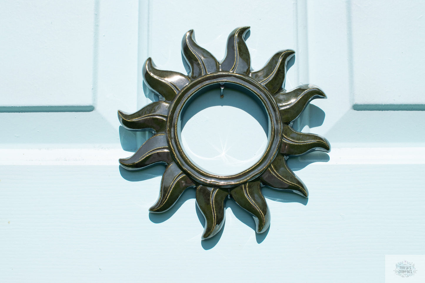 Sun Burst Door Hanger | Retro Ceramic Sun | Groovy Entryway Decor