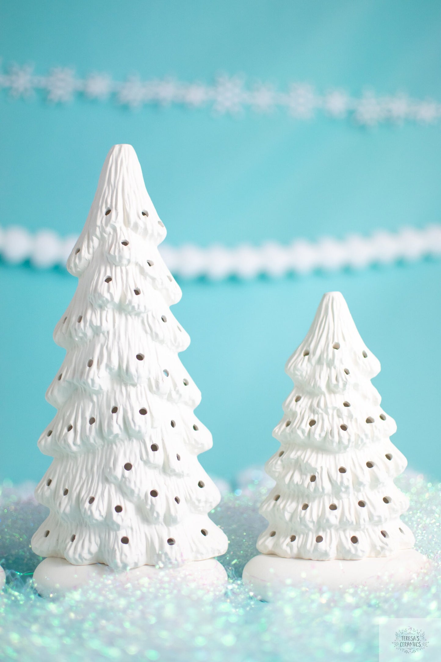 Set of 5 Slim Christmas Trees in bisque - Ready to paint Christmas trees - DIY Project - Painting Project