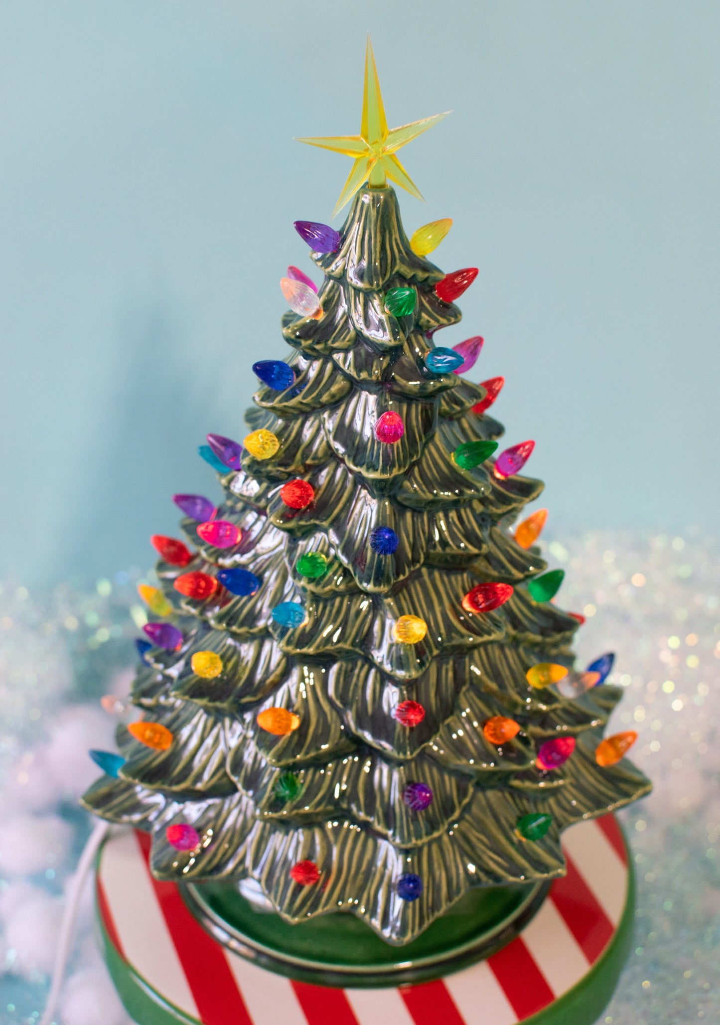 Doc Holiday Tree | Retro American Holiday | Ceramic Tree Light | Multicolored Christmas Lights