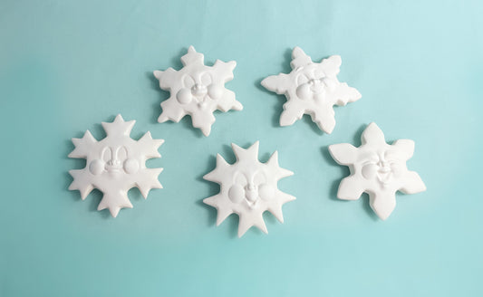 Ready To Paint | 5 Snowflake Ornaments | DIY Christmas Ornaments | Bisque Ceramic Snowflakes