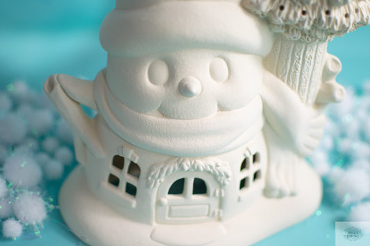 Snowman Fairy House | DIY Night Light | Ceramics To Paint | Ceramic Bisque Kit