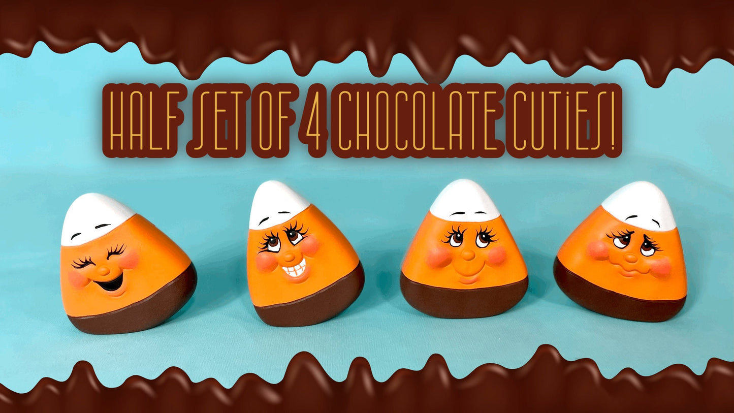 Chocolate Candy Corn Cuties | Ceramic Fall Set | Halloween Decor