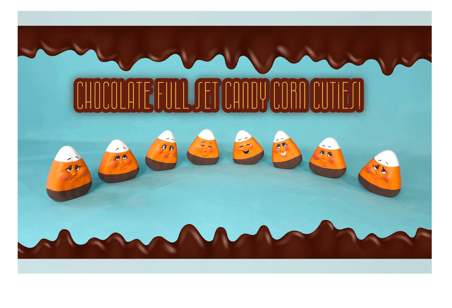 Chocolate Candy Corn Cuties | Ceramic Fall Set | Halloween Decor