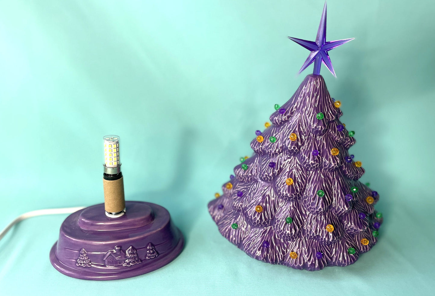 Mardi Gras Tree | Ceramic Christmas tree | Décor for Mardi Gras | Purple Gold and Green Tree