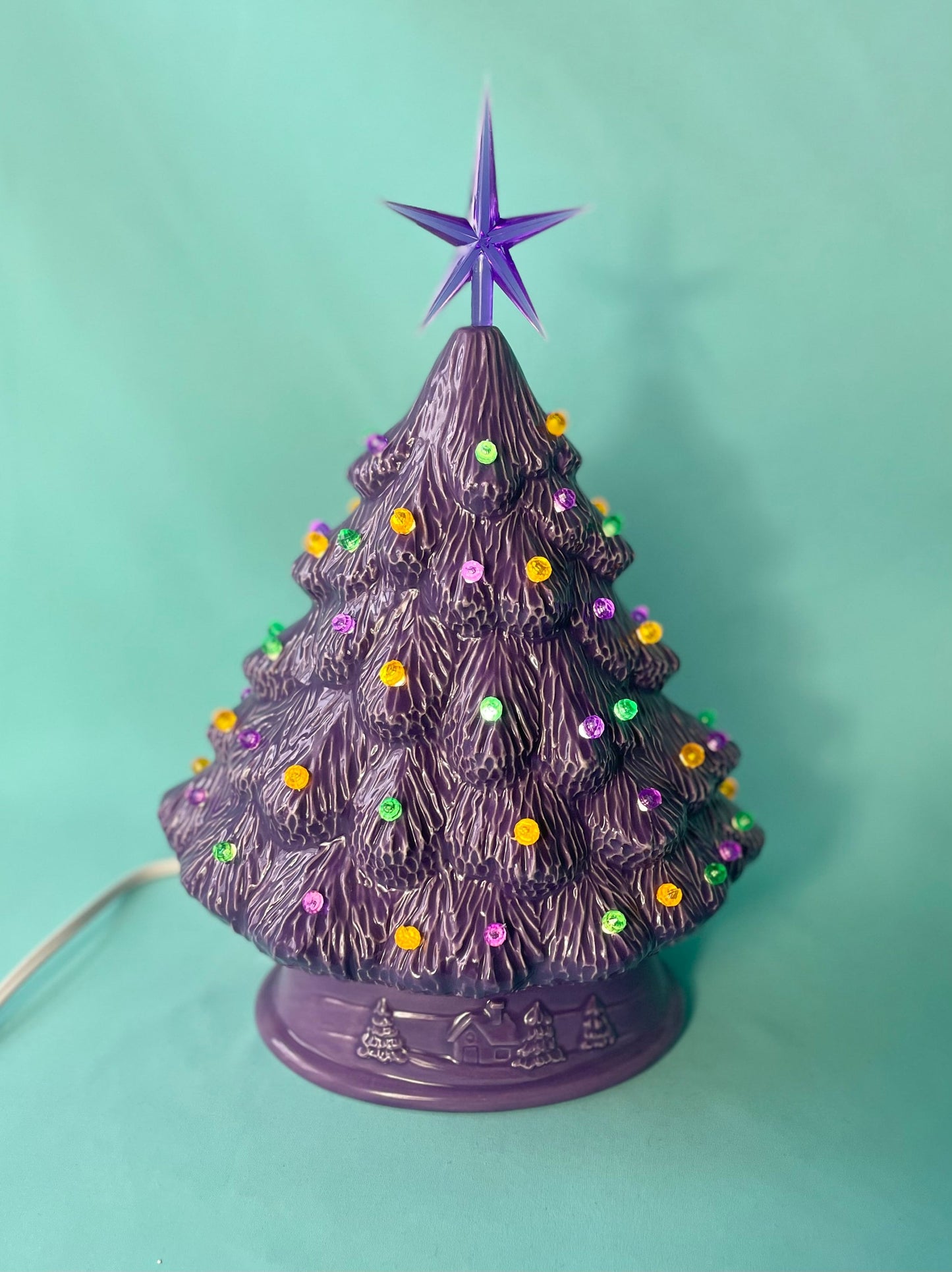 Mardi Gras Tree | Ceramic Christmas tree | Décor for Mardi Gras | Purple Gold and Green Tree