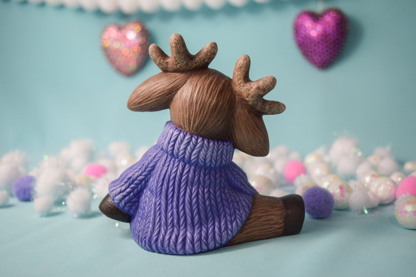 Marti The Moose | Cozy Valentines Moose | Table Top Decoration