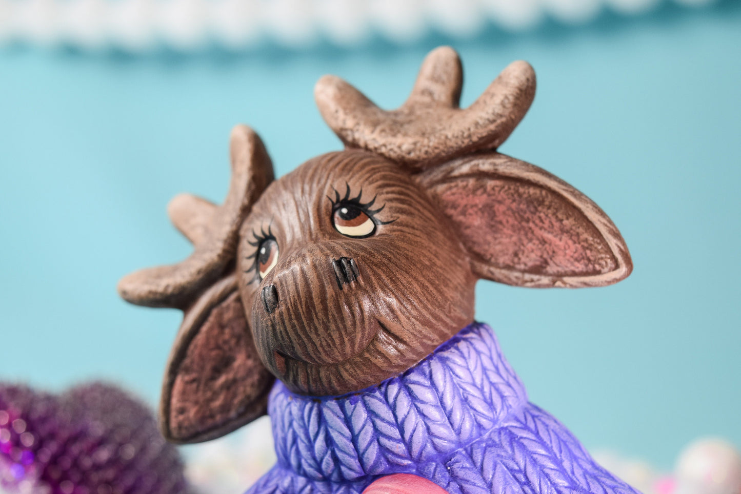 Marti The Moose | Cozy Valentines Moose | Table Top Decoration