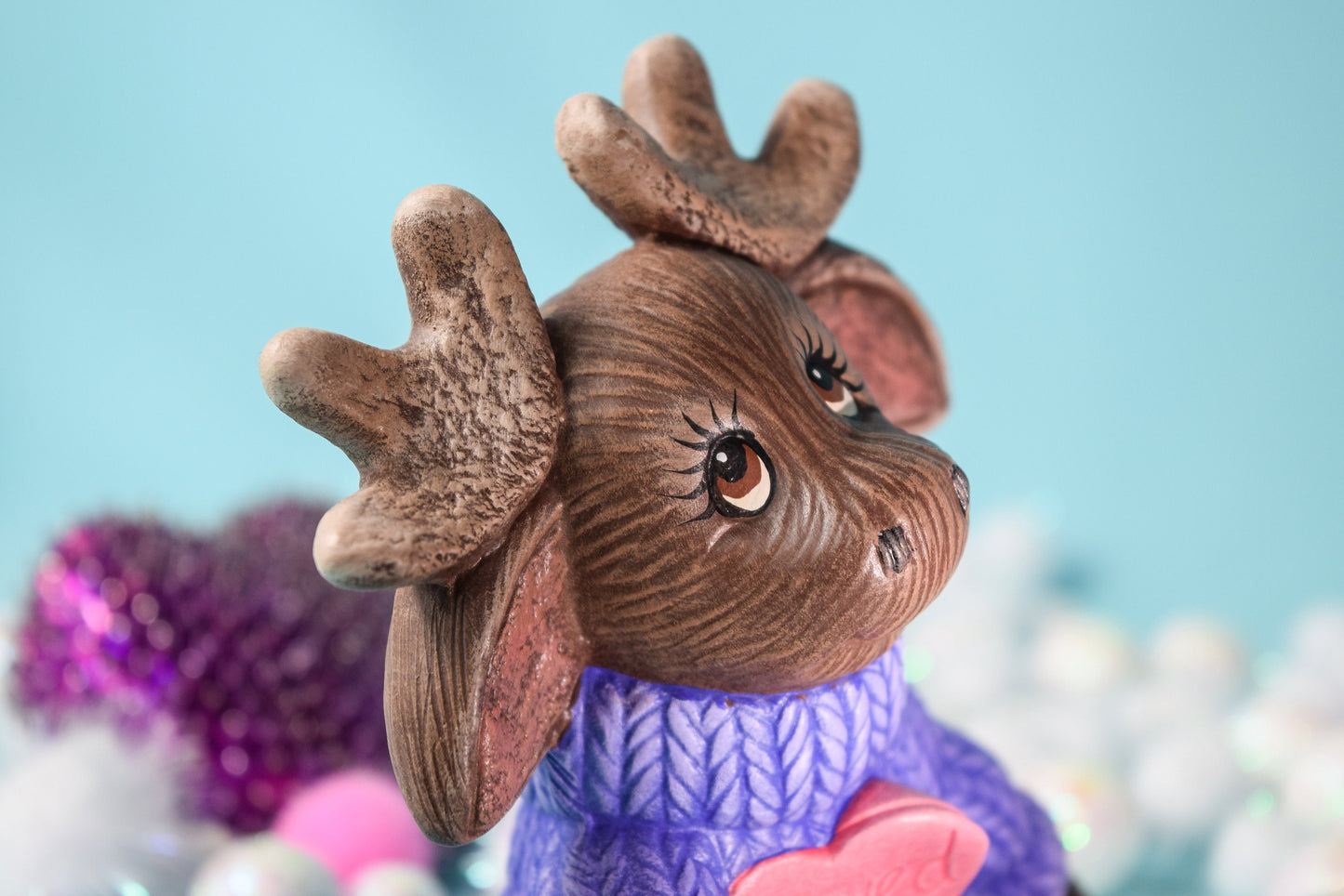 Marti The Moose | Cozy Valentines Moose | Table Top Decoration