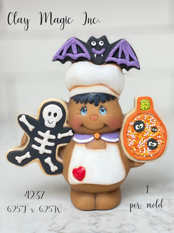 Bisque Halloween Gingerbread Friends 6in |  Set of 3 | Gift For Bakers | Father's Day | Faux Food | Free Shipping