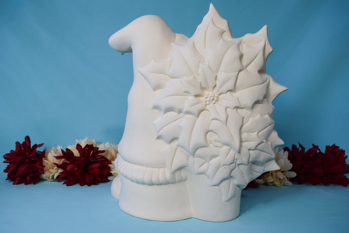 Poinsettia Gnome 12in | Vintage Ceramic Gnome | Vintage Christmas Gnome | Ready To Paint | DIY