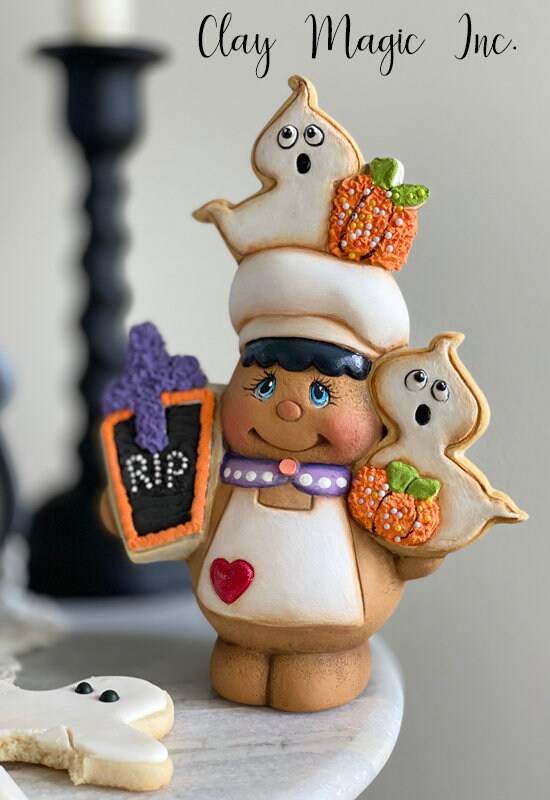 Bisque Halloween Gingerbread Friends 6in |  Set of 3 | Gift For Bakers | Father's Day | Faux Food | Free Shipping