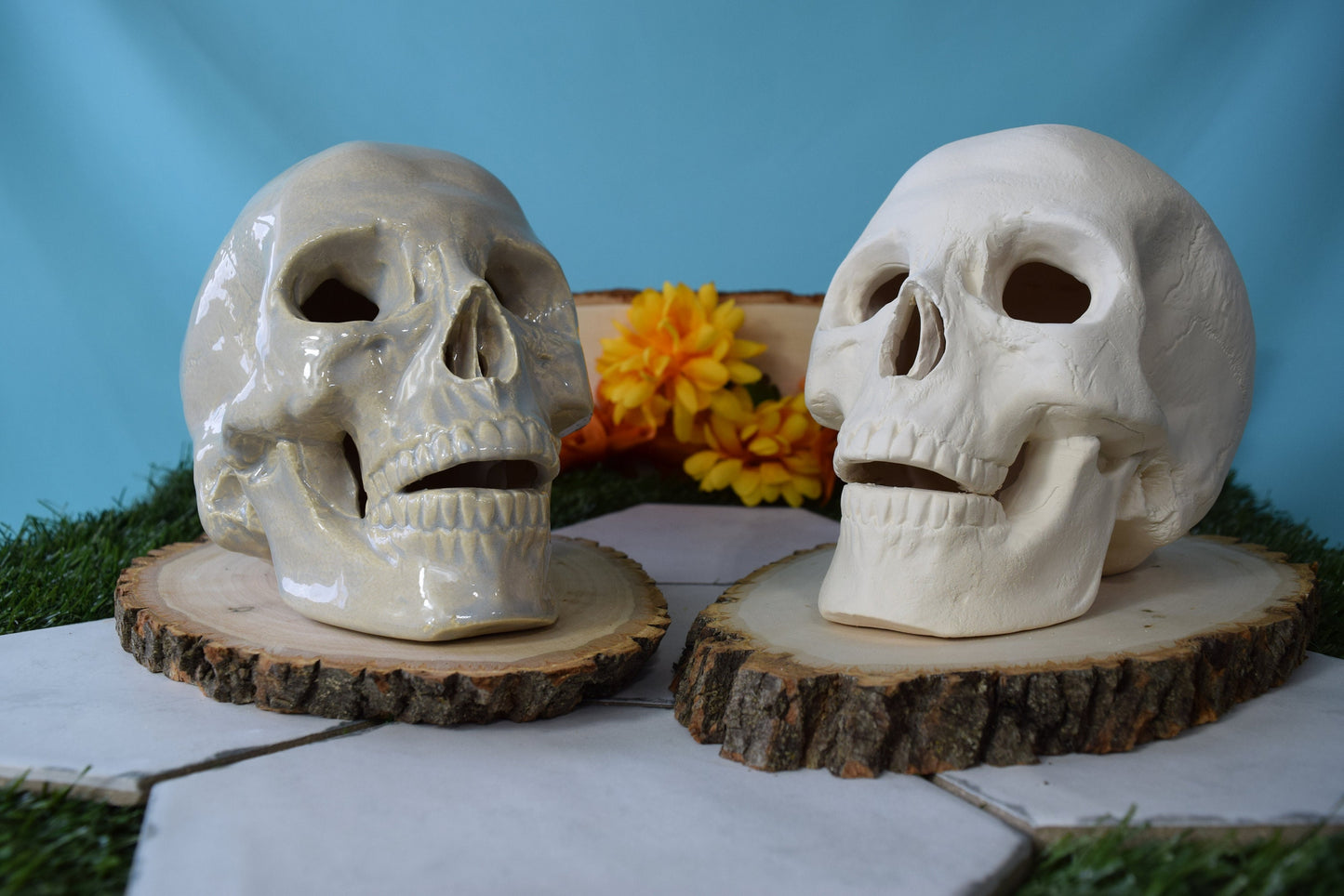 Bisque Ceramic Skull | Ceramic Skull | DIY | PYO | Paint Your Own | Skull | Halloween Decor | Scary Art | Spooky Skull  | Halloween Project