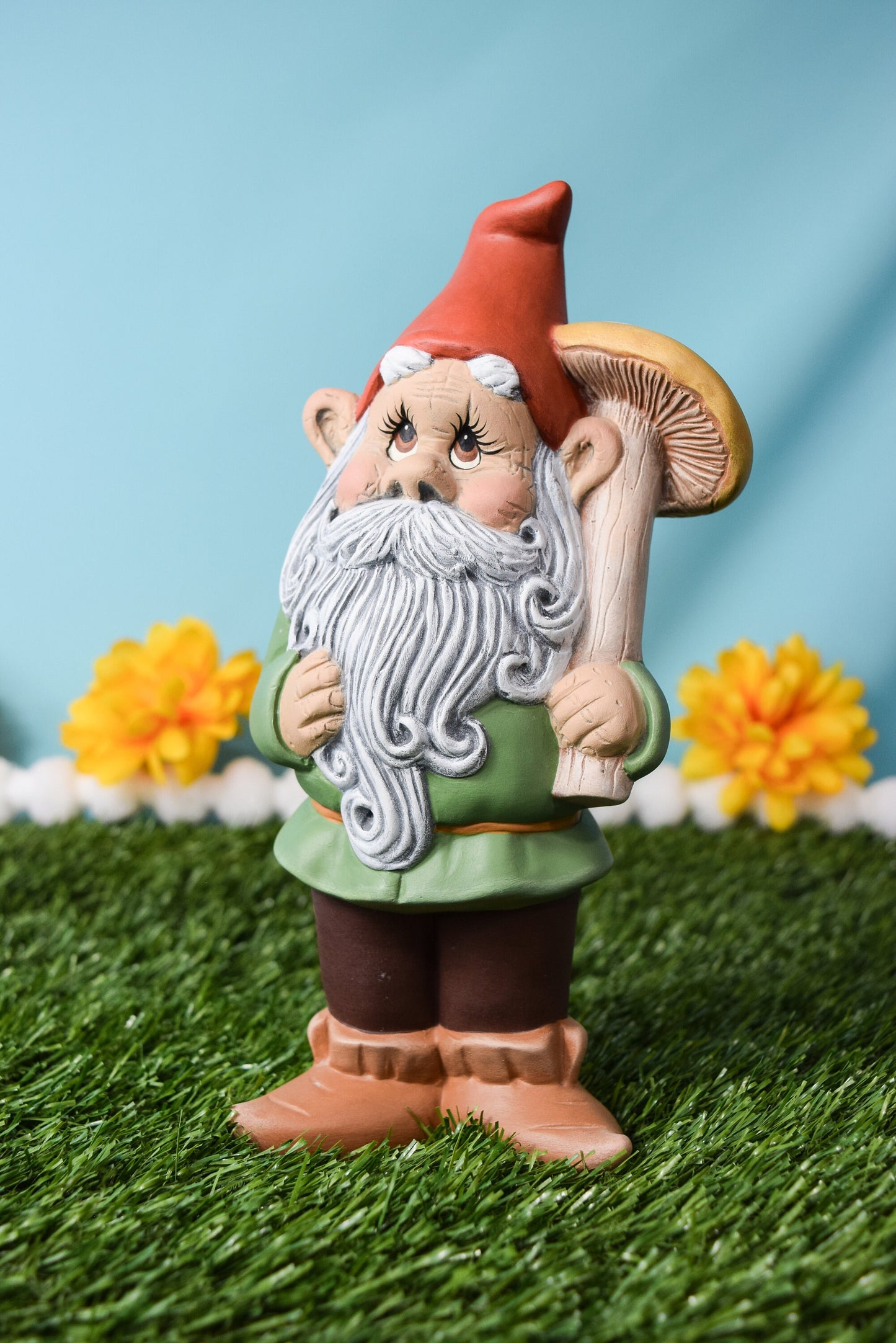 Mushroom Gnome Yard Art | House Warming Gnomes With Mushrooms | Gnome Yard Art | Mushroom Art | Retro Gnome | Fairy Garden | Good Vibes!