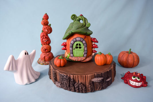 spooky pumpkin ghost fairy house