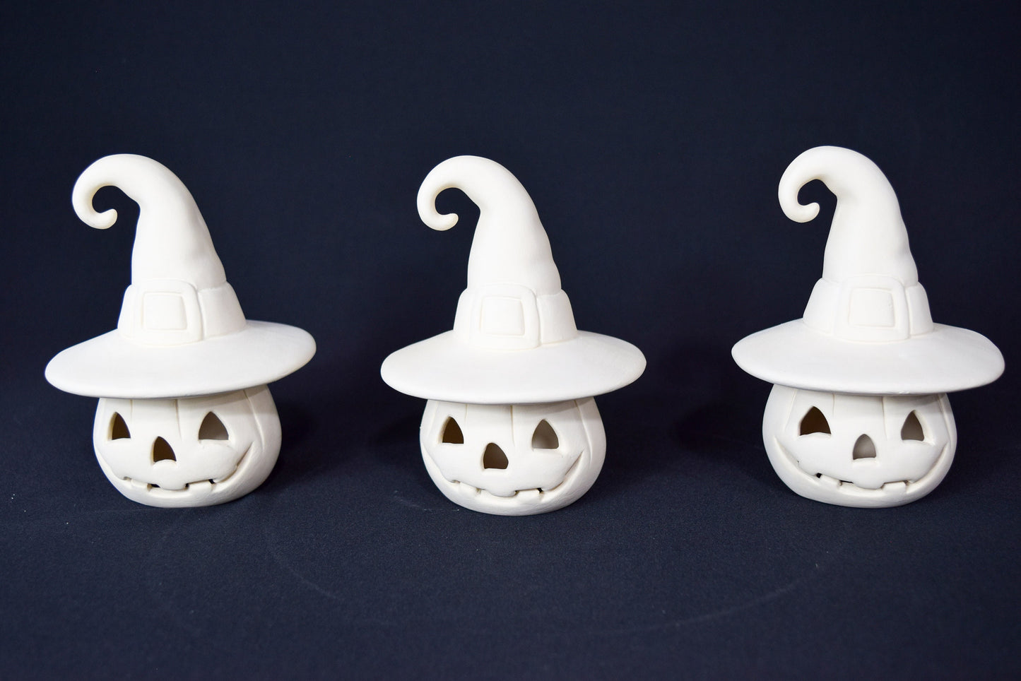 Set of 3 Unpainted Ceramic Witch Hat Pumpkins | Halloween Paint Party | Do It Yourself Crafts | Halloween Decor | Fall Decor | DIY Kid Craft