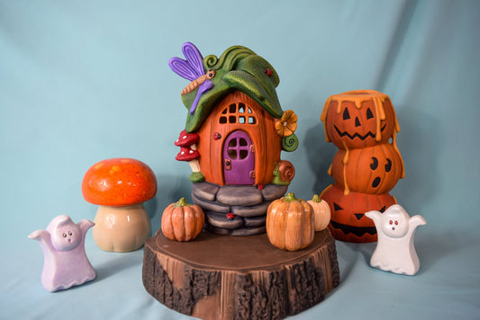 Pumpkin Fairy House | Halloween Fairy Garden | Big Pumpkin Cottage | Spooky Fairy House | Fall Fairy Garden Accessories