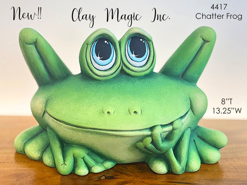 Large Unpainted Chit Chat Frog | Clay Magic | Unpainted Ceramic | Paint Party | Do It Yourself | Excellent Quality Ceramic Bisque |