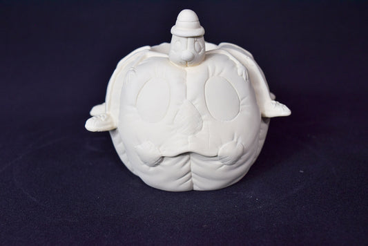 Pumpkin Spider Music Box | Unpainted Ceramic Bisque | Halloween Paint Party | Rare Donna's Mold | Kid's Art Project | Do It Yourself Paint