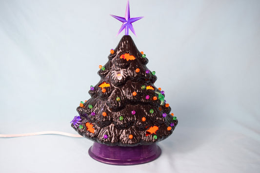 9 Inch Light Up Halloween Bat and Spider Tree | Halloween Home Decor | Spooky Christmas Tree | Cute Spooky Christmas Tree | Autumnal Decor