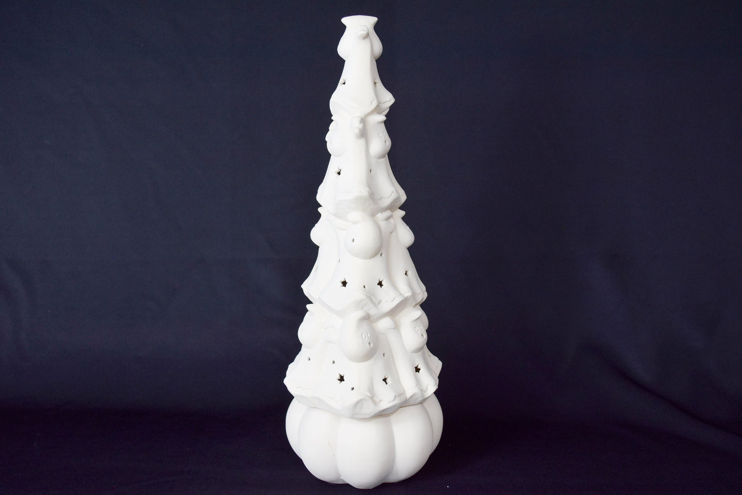 Bisque Spooky Marshmallow Ghost Tree | Unpainted Ceramic Ghost Style Christmas Tree | Creepy Cute | Halloween Home Decor