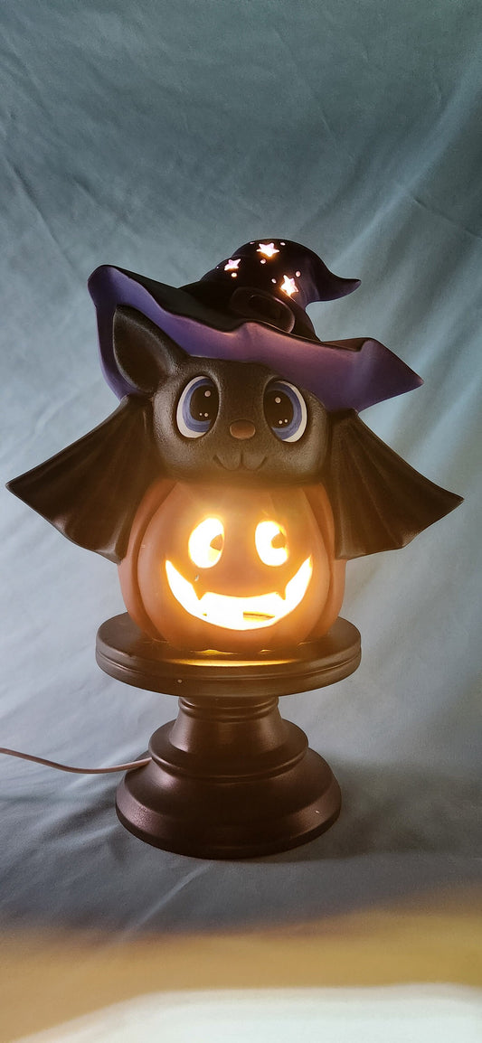 Light Up Witchy Pumpkin Bat | Spookycute Halloween Home Decor | Cute Witch Bat on Jack-o'-lantern