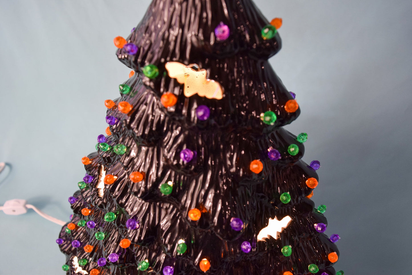 13 Inch Spooky Halloween Tree | Includes Witch Hat, Pumpkin, or Fuzzy Bat Tree Topper | Halloween Home Decor | Gothic Christmas Tree