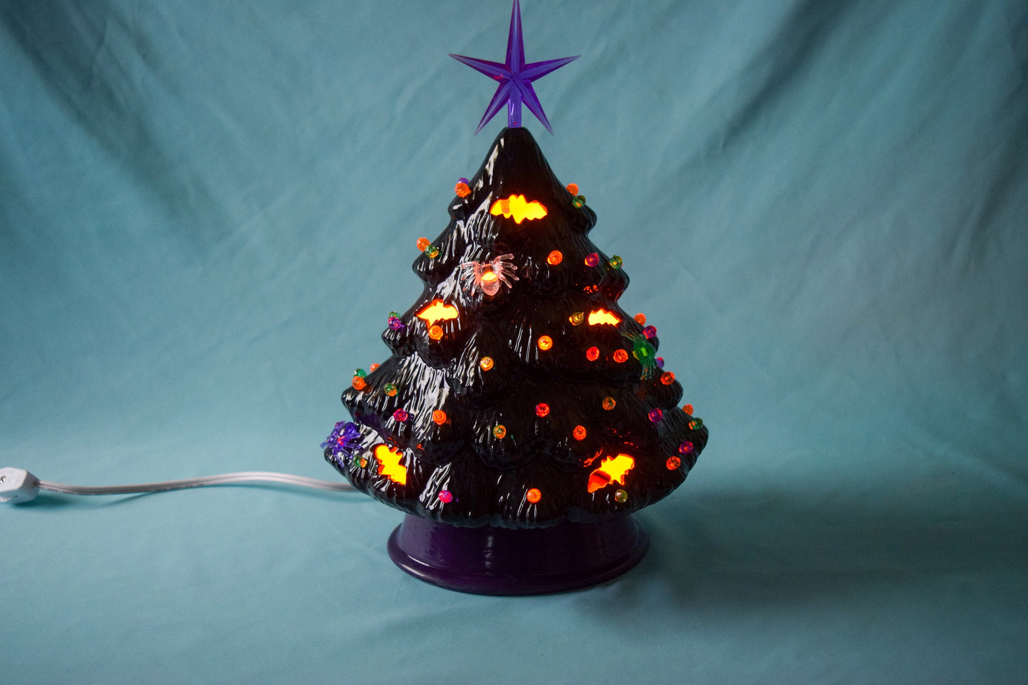 9 Inch Light Up Halloween Bat and Spider Tree | Halloween Home Decor | Spooky Christmas Tree | Cute Spooky Christmas Tree | Autumnal Decor