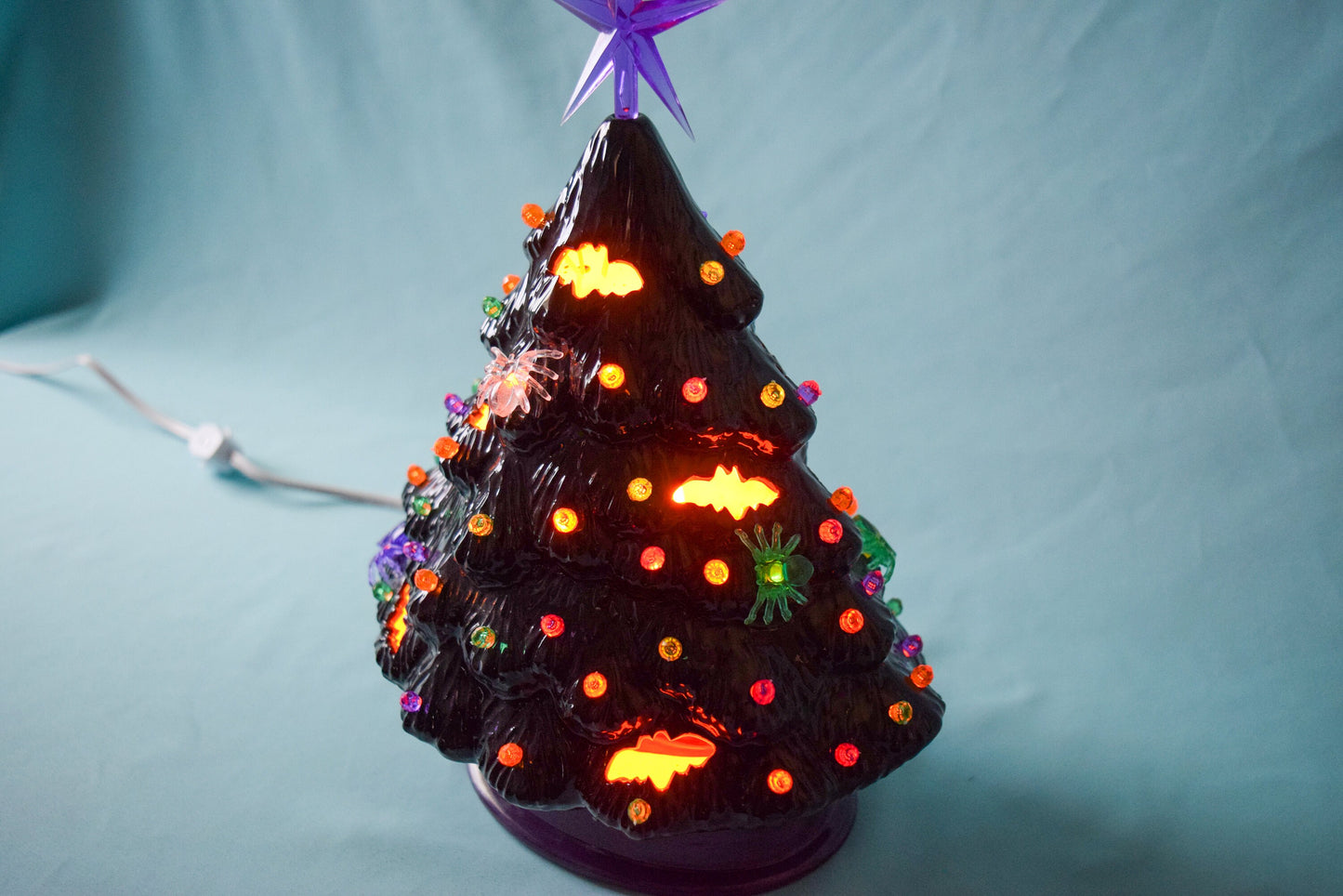 9 Inch Light Up Halloween Bat and Spider Tree | Halloween Home Decor | Spooky Christmas Tree | Cute Spooky Christmas Tree | Autumnal Decor