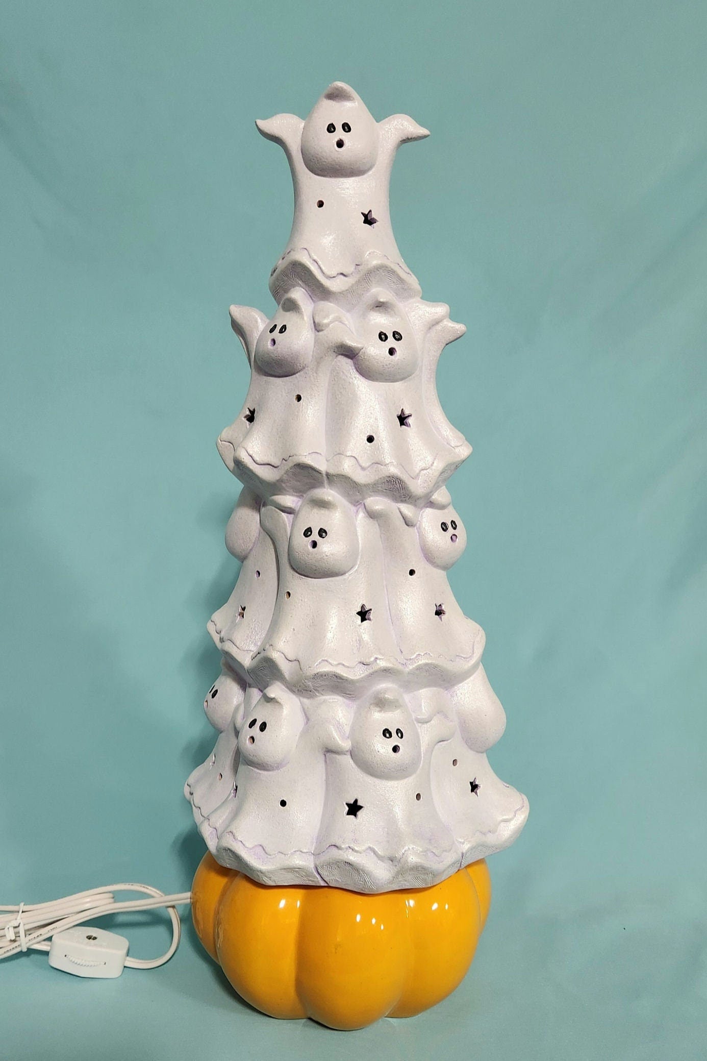 Spooky Cute Marshmallow Ghost Tree With Pumpkin Base