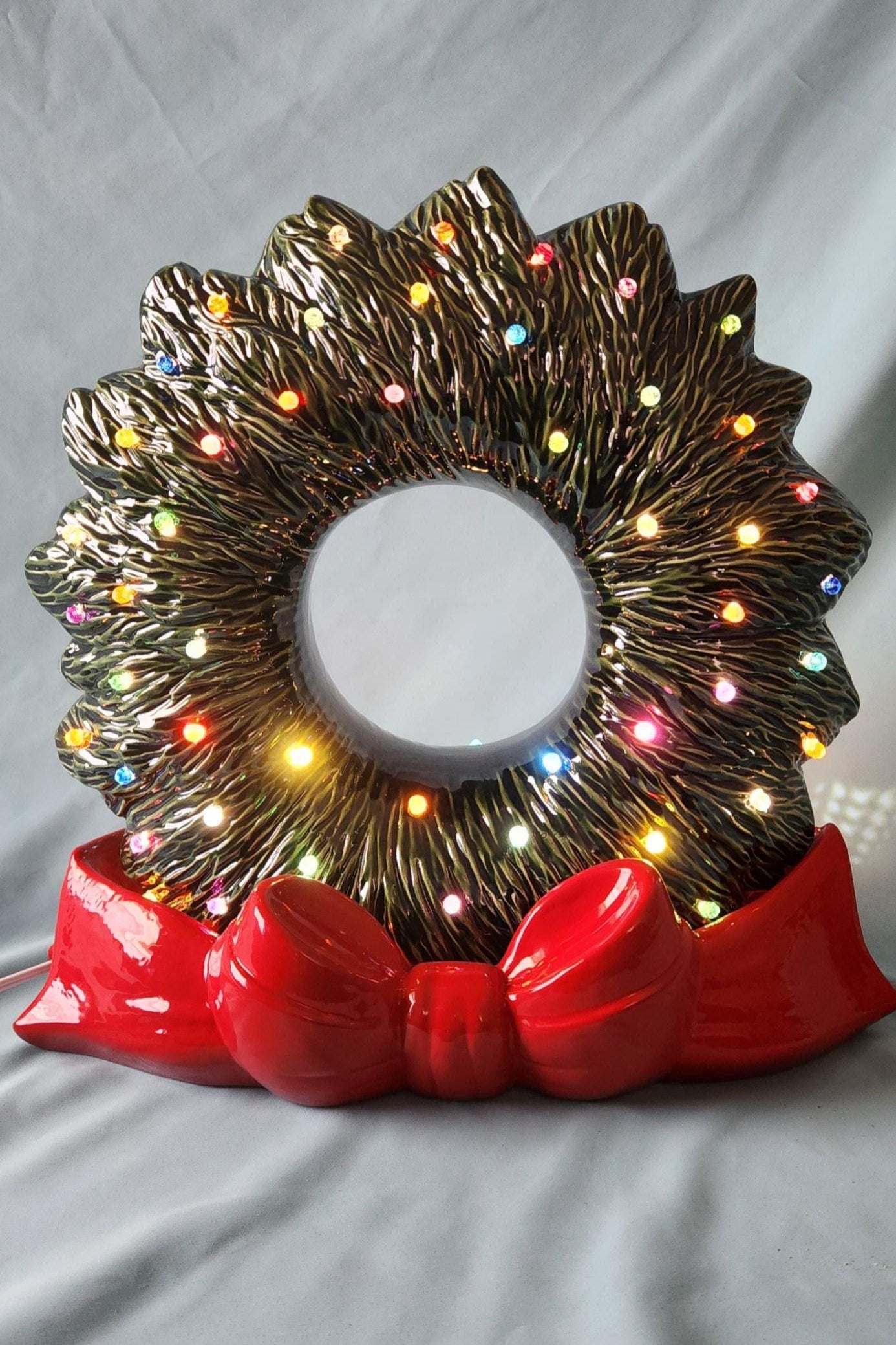 lighted ceramic christmas wreath