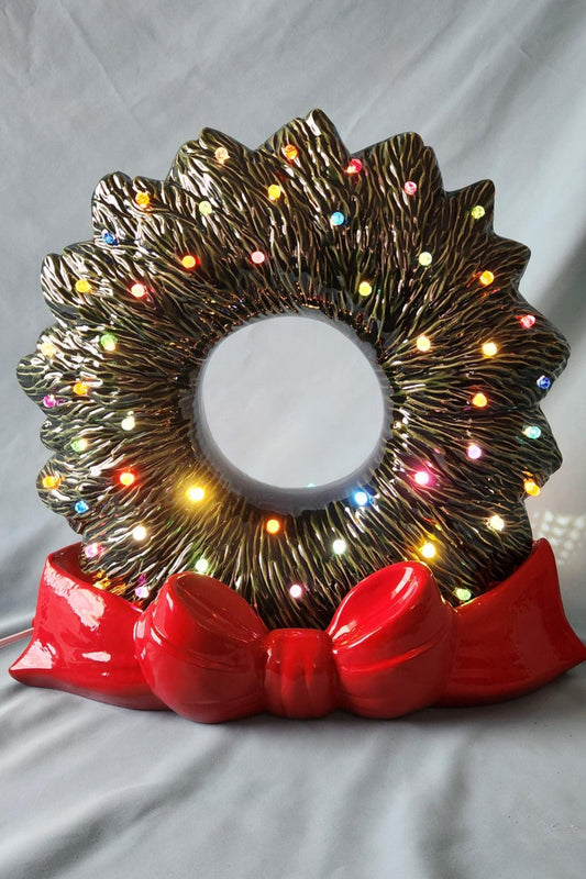 lighted ceramic christmas wreath