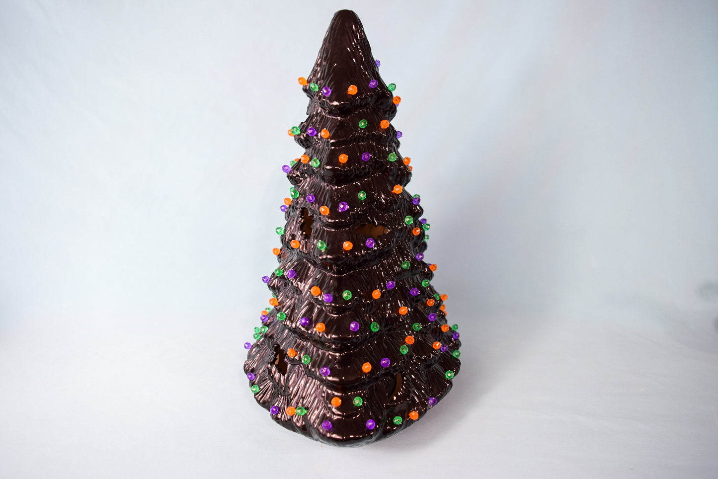 13 Inch Spooky Halloween Tree | Includes Witch Hat, Pumpkin, or Fuzzy Bat Tree Topper | Halloween Home Decor | Gothic Christmas Tree