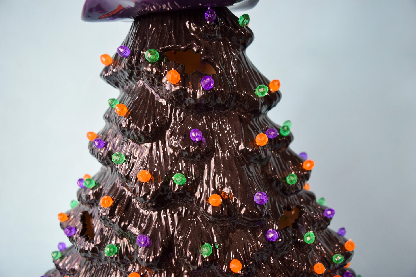 13 Inch Spooky Halloween Tree | Includes Witch Hat, Pumpkin, or Fuzzy Bat Tree Topper | Halloween Home Decor | Gothic Christmas Tree