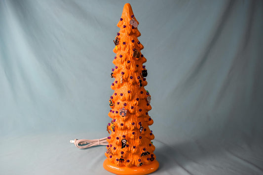 Pumpkin Orange Light Up Halloween Charm Tree