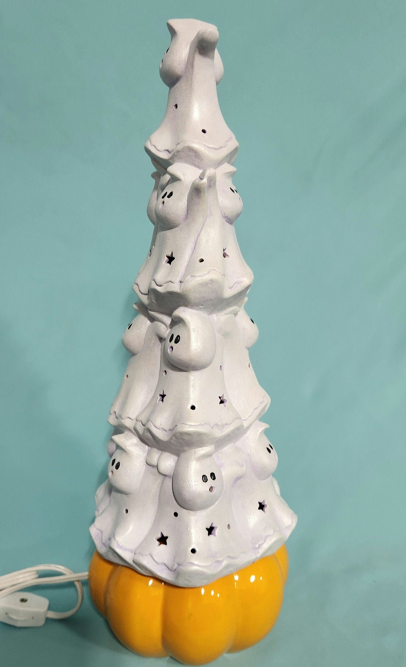 Spooky Cute Marshmallow Ghost Tree With Pumpkin Base