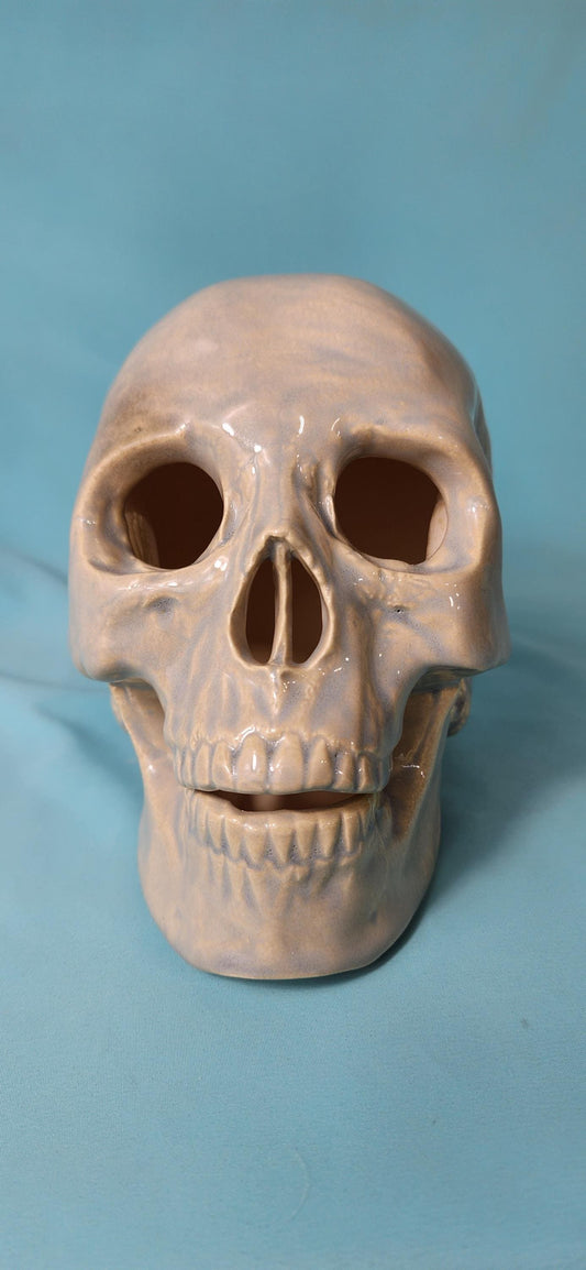 Spooky Glazed Ceramic Skull