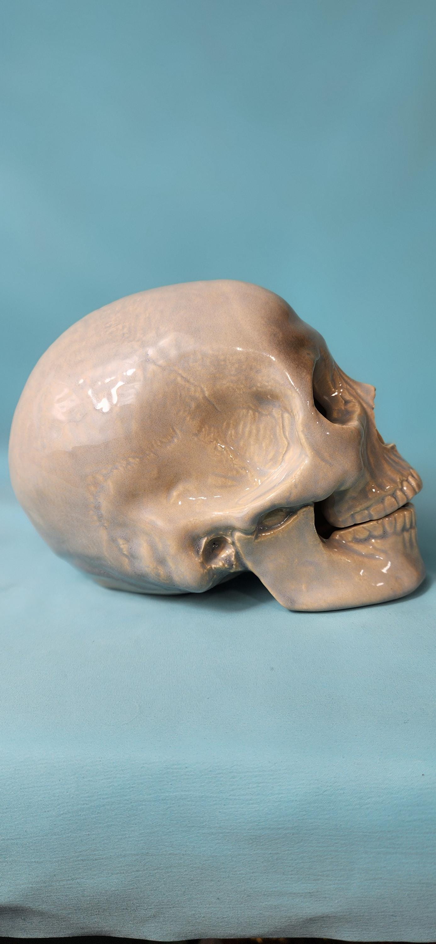 Spooky Glazed Ceramic Skull