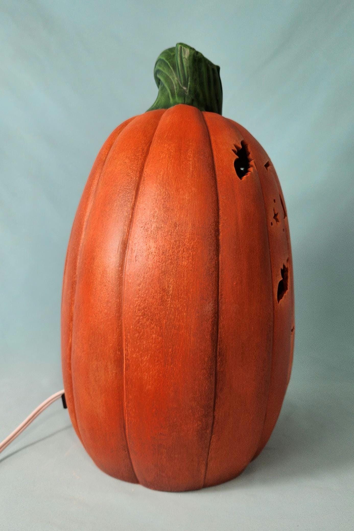 Beautiful Light Up Trick Or Treat Ceramic Pumpkin