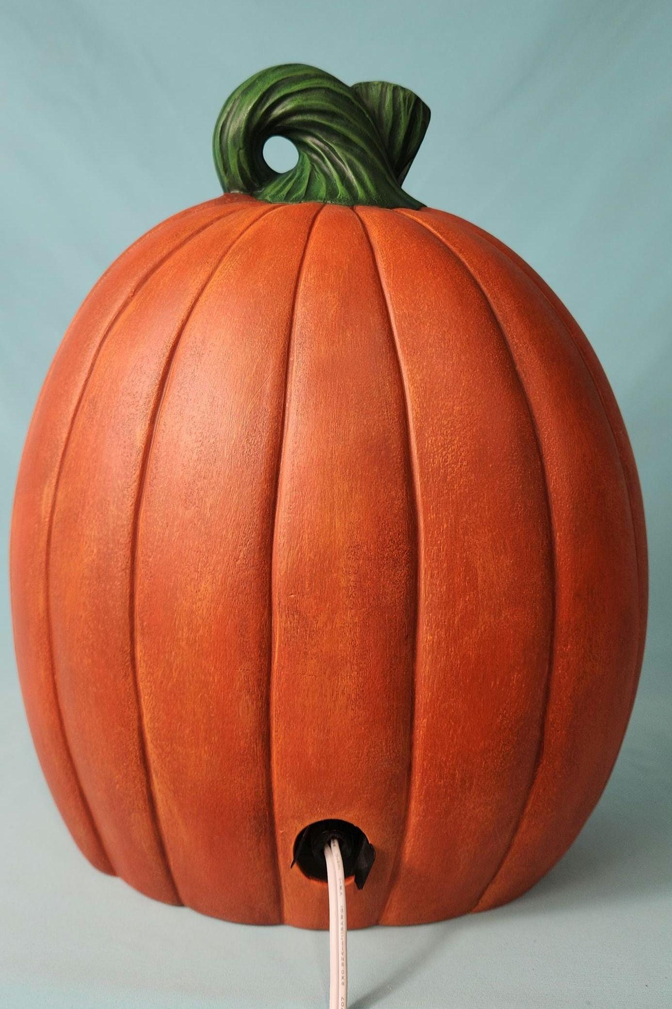 Beautiful Light Up Trick Or Treat Ceramic Pumpkin