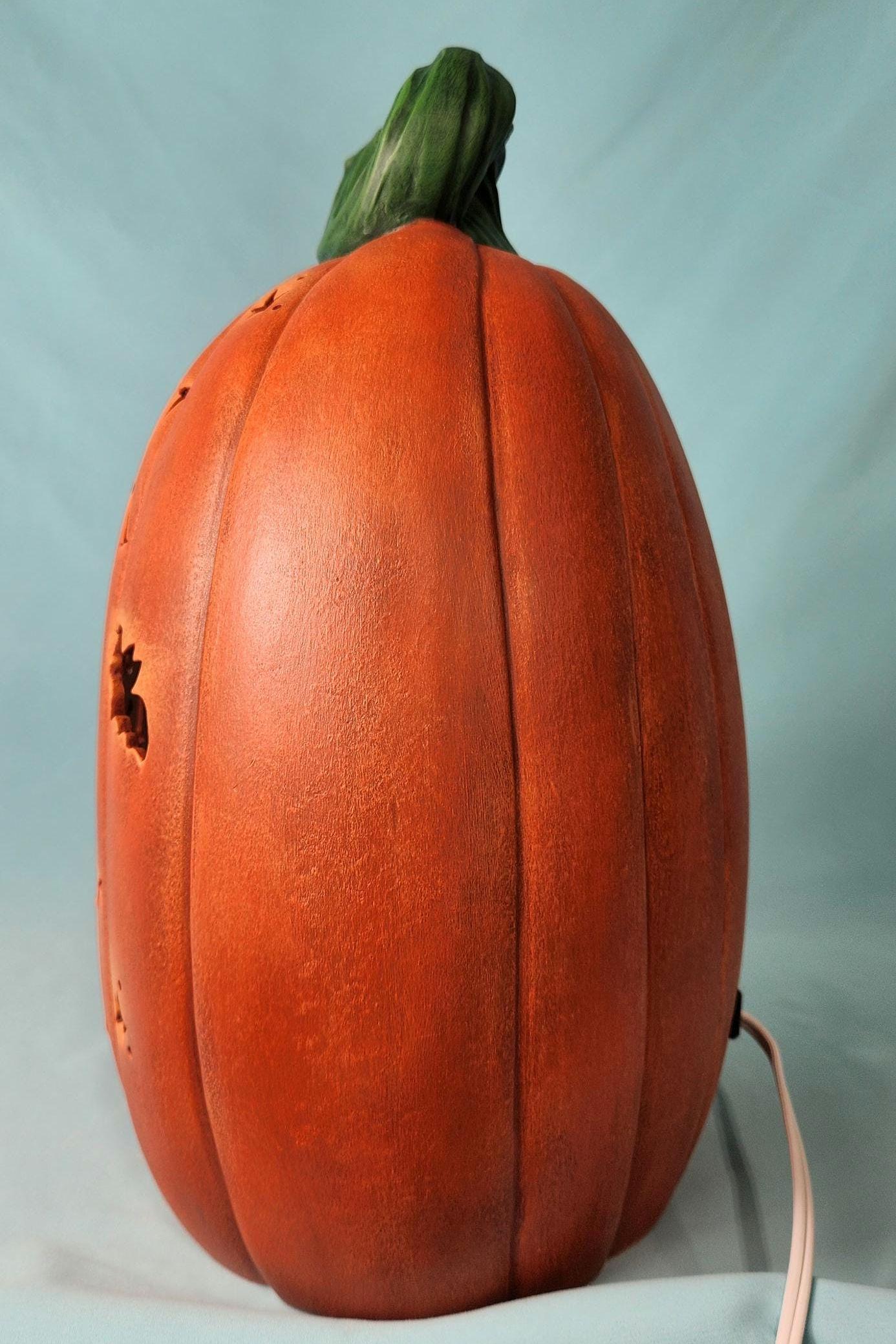 Beautiful Light Up Trick Or Treat Ceramic Pumpkin