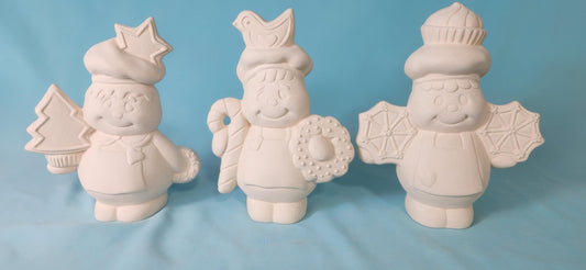 Set of 3 Bisque (Unpainted) Christmas Gingerbread Bakers | Holiday Home Decor | Gingerbread Cookie People