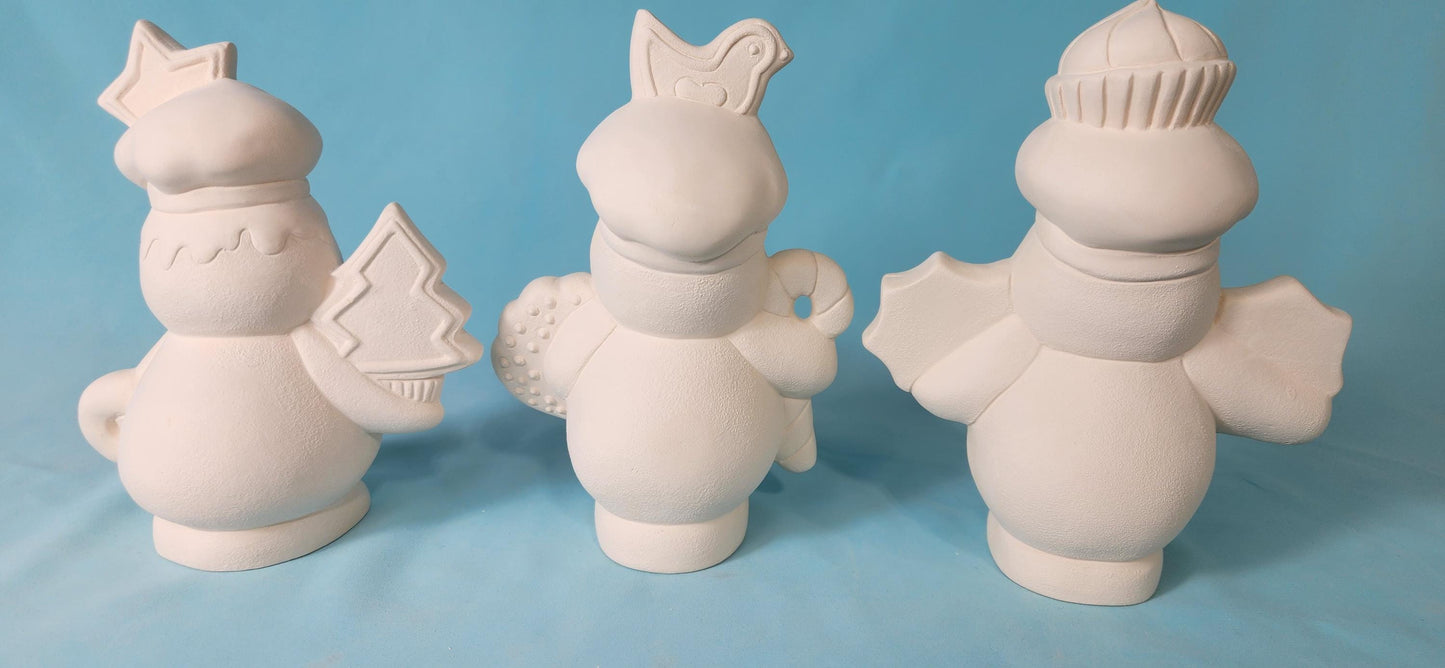 Set of 3 Bisque (Unpainted) Christmas Gingerbread Bakers | Holiday Home Decor | Gingerbread Cookie People