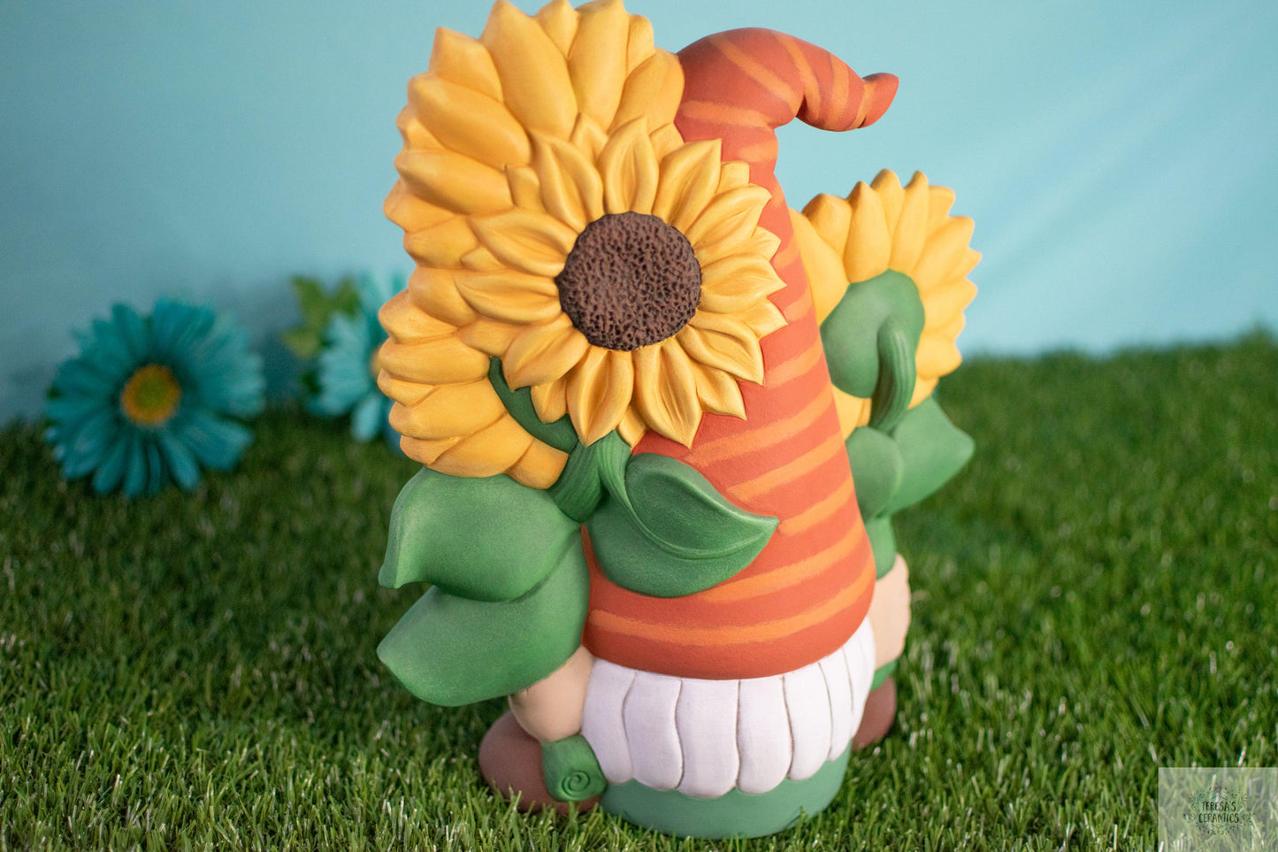 Sunflower Gnome | Large Garden Gnome | Sunny The Gnome - Teresa&#39;s Ceramics