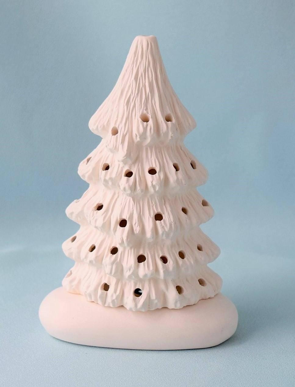 Ceramic Christmas tree in bisque - 5.75 inches tall - DIY - Teresa&#39;s Ceramics