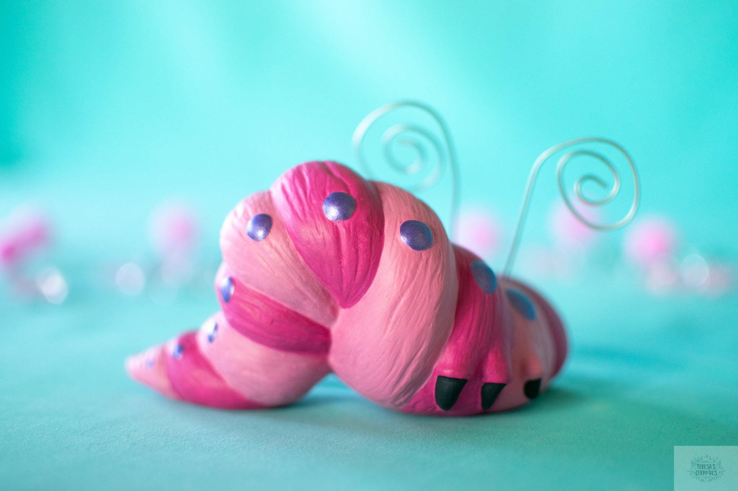 Valentine Wormy | Ceramic Caterpillar | Pink Ceramic Decor - Teresa&#39;s Ceramics