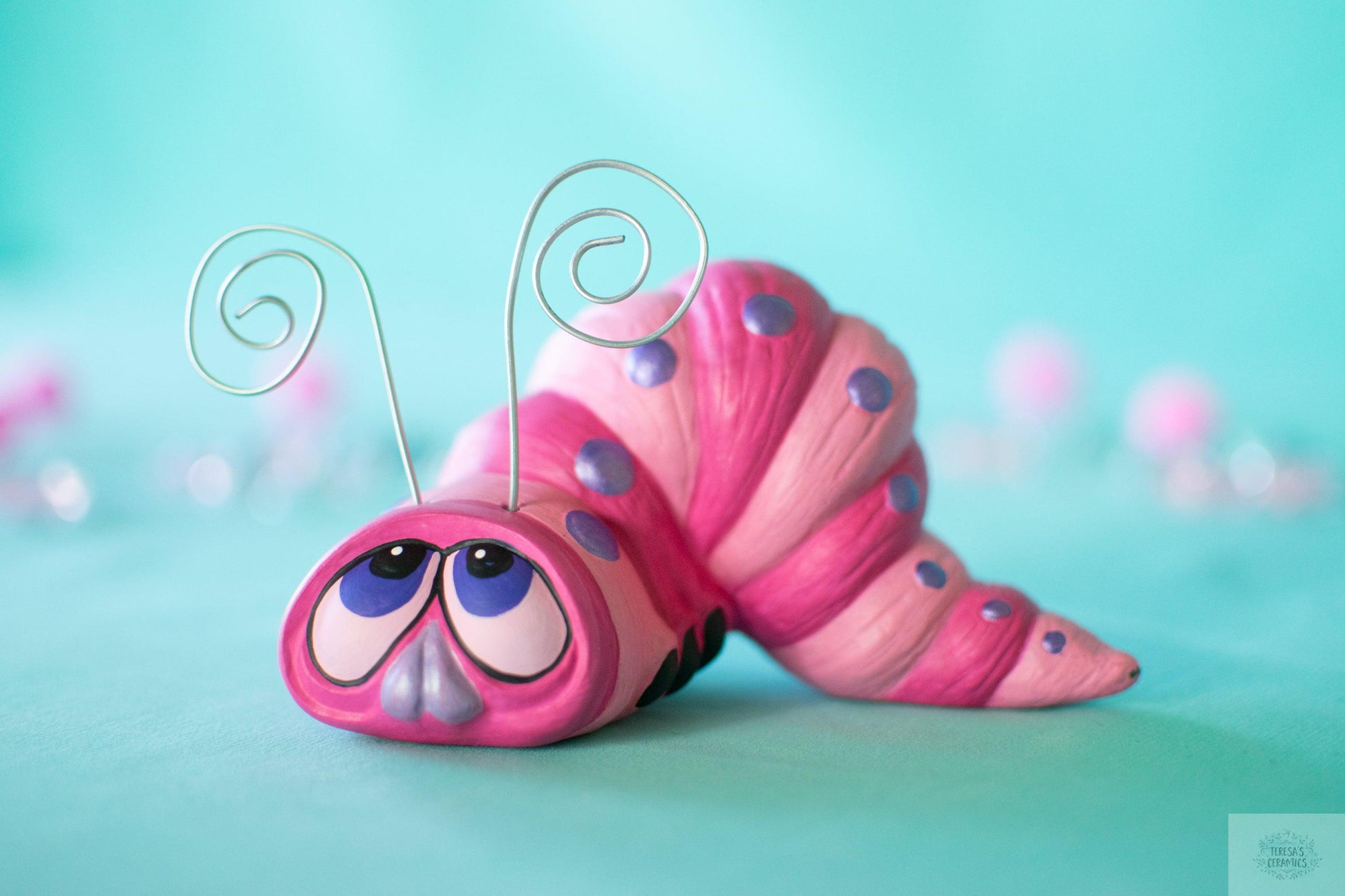 Valentine Wormy | Ceramic Caterpillar | Pink Ceramic Decor - Teresa&#39;s Ceramics