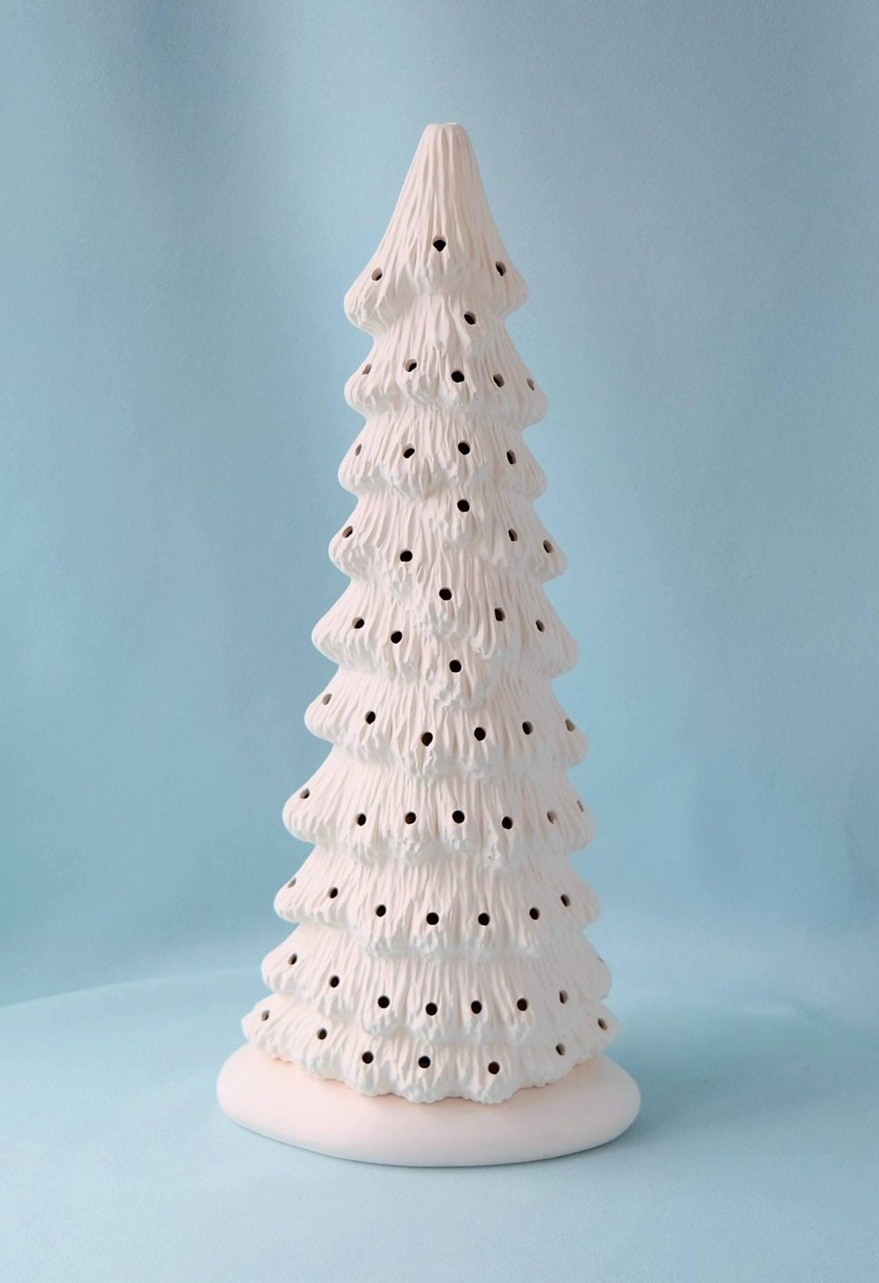 Ceramic Christmas tree in bisque - Slim Christmas Tree - 9 inches tall -  Tree - Ready to paint - Painting project - DIY ceramics - Teresa&#39;s Ceramics